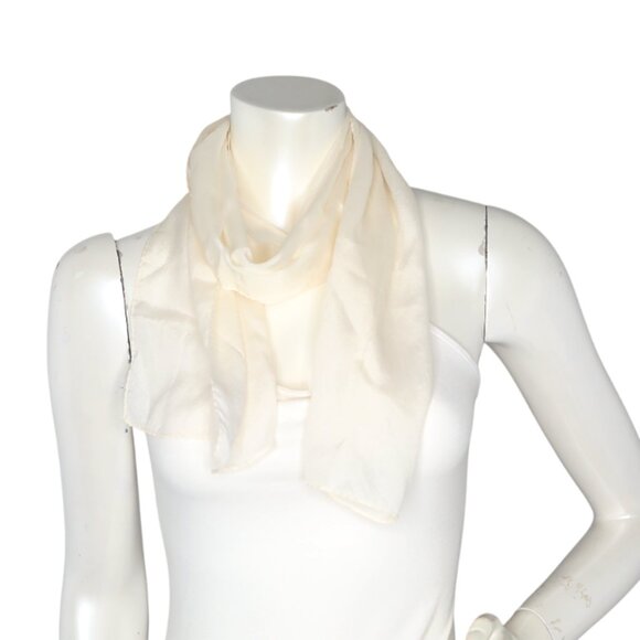 Vintage Monique Martin Silk Cream Neck Scarf Made in Japan Clean Girl Minimalist - Picture 3 of 8